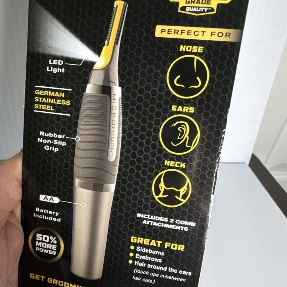 3pc Dove Men Titanium Max Trimmer LED Light Non-Slip Grip Nose Ear Neck Brow